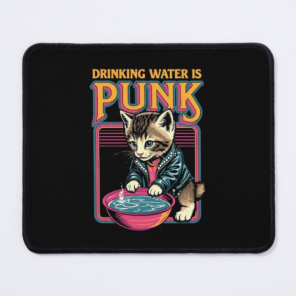 Item preview, Drinking Water is Punk - Funny Kitten & Health Design designed and sold by Vintagenaut Co..