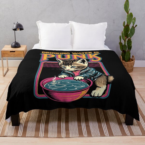 Item preview, Drinking Water is Punk - Funny Kitten & Health Design designed and sold by Vintagenaut Co..