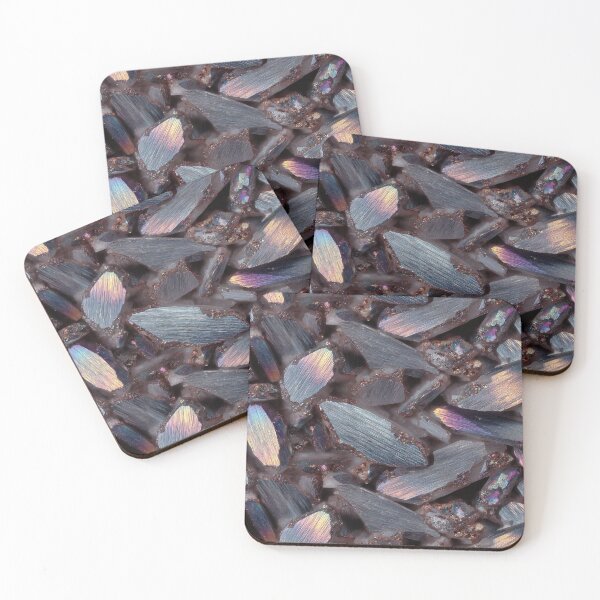Item preview, pink aurora borealis iridescent striated crystals designed and sold by EarthenEmbers.