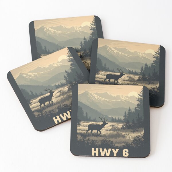Item preview, HWY 6 Canada Misty Landscape, Highway 6 Elk Scene, Mountain Sunrise Travel designed and sold by meganohm.