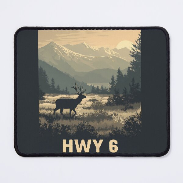 Item preview, HWY 6 Canada Misty Landscape, Highway 6 Elk Scene, Mountain Sunrise Travel designed and sold by meganohm.