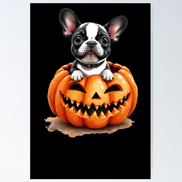 Item preview, French Bulldog Happy Halloween pumpkin designed and sold by SimoesArtistry.
