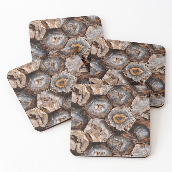 Item preview, petrified wood fossilized gemstone hexagons designed and sold by EarthenEmbers.
