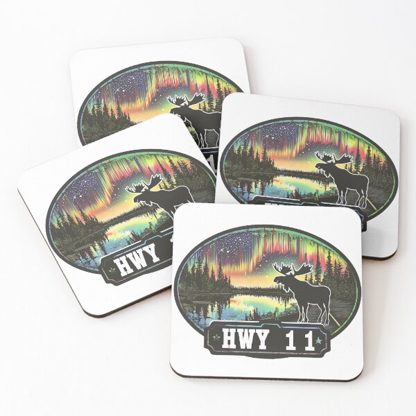 Item preview, HWY 11 Canada Aurora Moose, Highway 11 Northern Lights, Canada Night Sky Wilderness designed and sold by meganohm.