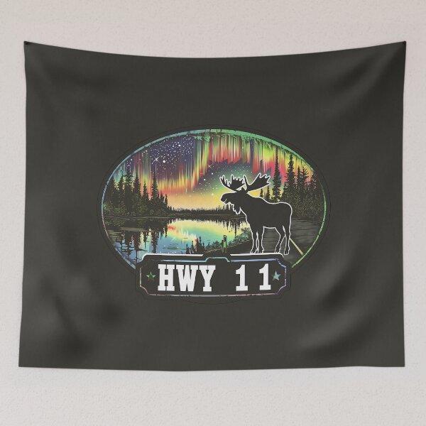 Item preview, HWY 11 Canada Aurora Moose, Highway 11 Northern Lights, Canada Night Sky Wilderness designed and sold by meganohm.