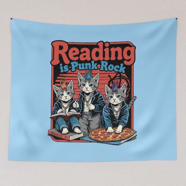 Item preview, Reading is Punk Rock - Funny Cat & Book Lover Design designed and sold by Vintagenaut Co..