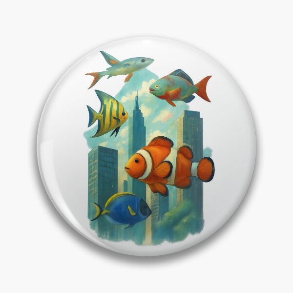 Item preview, City with Floating Fish designed and sold by FunnySignalStudio.