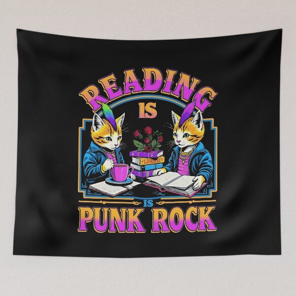 Item preview, Reading is Punk Rock - Funny Cat & Book Lover Design designed and sold by Vintagenaut Co..