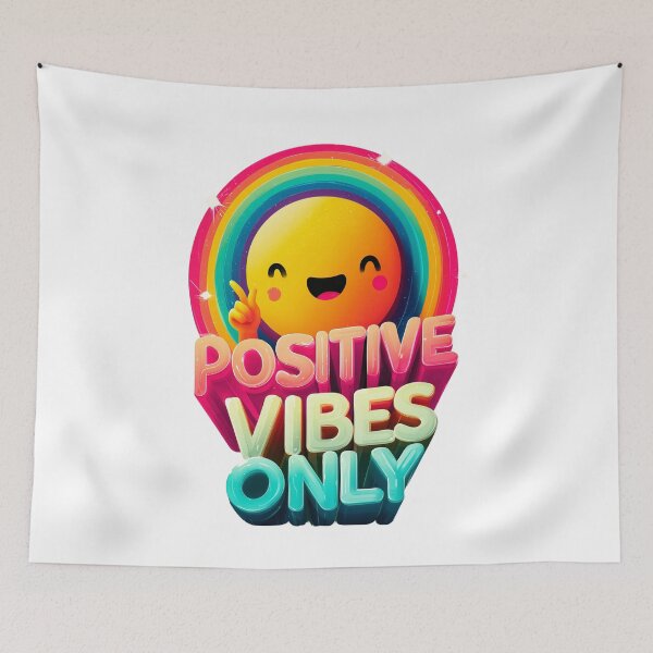 Item preview, Positive Vibes Only – Cute Rainbow Smiling Sun Vector Art designed and sold by VisionaryVeils.
