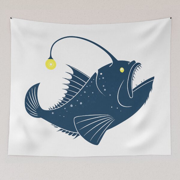 Item preview, Unique Anglerfish Artwork – Light in the Darkness designed and sold by VividOrganica.