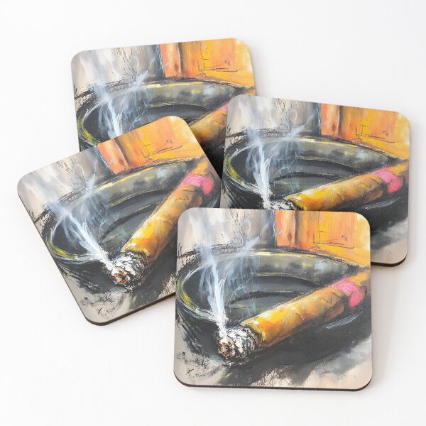 Item preview, Cigar in Ashtray - An Intimate Abstract Study of Smoke Warmth and Refined Indulgence designed and sold by OlfactoART Studio.