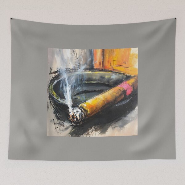 Item preview, Cigar in Ashtray - An Intimate Abstract Study of Smoke Warmth and Refined Indulgence designed and sold by OlfactoART Studio.
