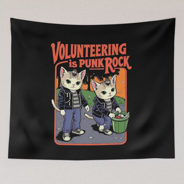 Item preview, Volunteering is Punk Rock - Funny Cat & Community Design designed and sold by Vintagenaut Co..