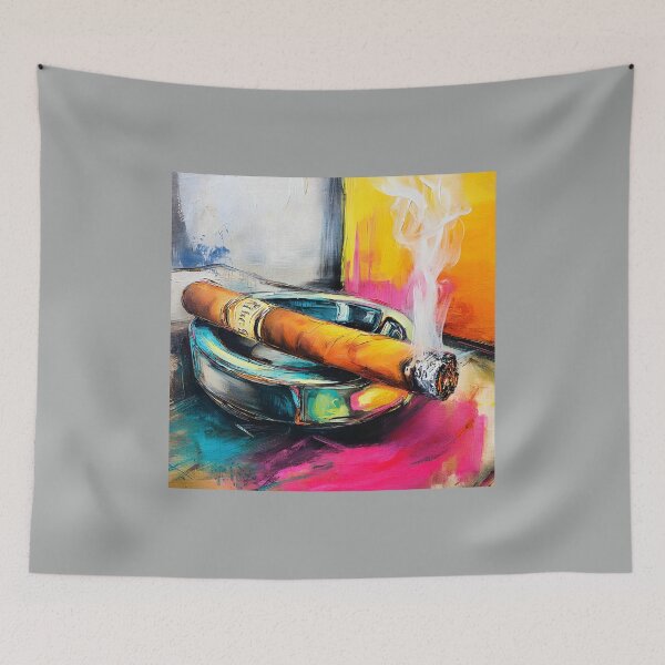 Item preview, Indulge in Smoke and Color - A Vibrant Abstract Celebration of Cigar Sophistication and Energy designed and sold by OlfactoART Studio.