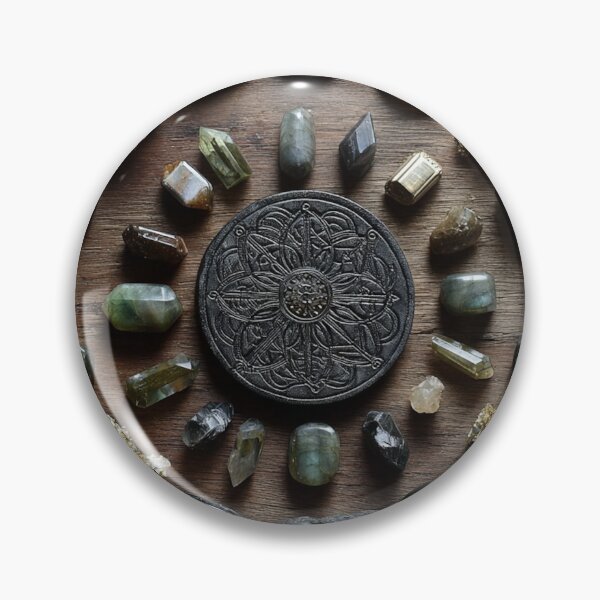 Item preview, dark gemstone crystals in golden ratio grid designed and sold by EarthenEmbers.