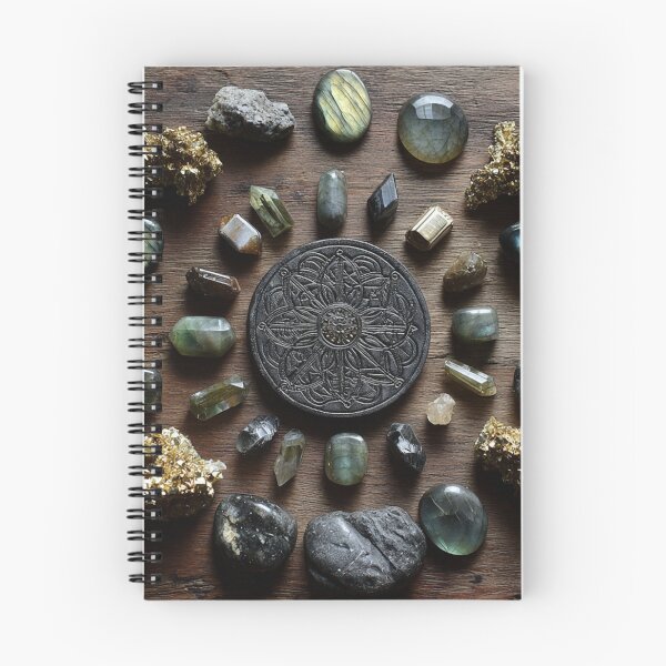 Item preview, dark gemstone crystals in golden ratio grid designed and sold by EarthenEmbers.