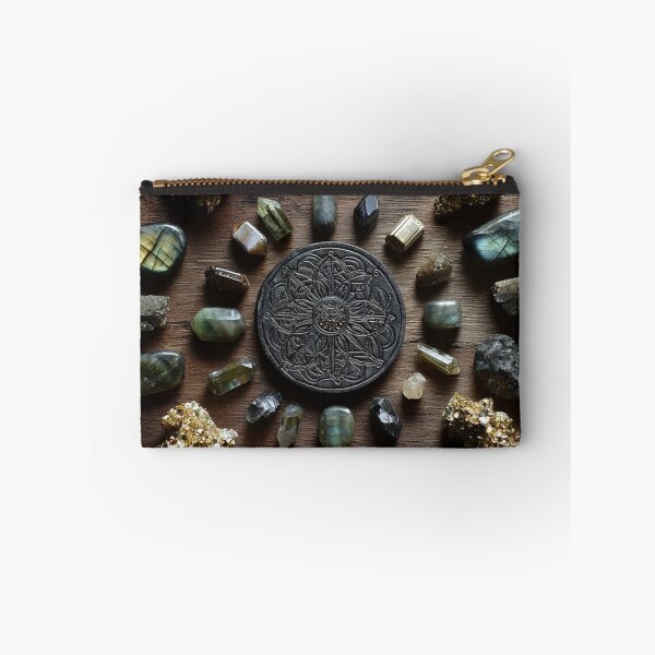 Item preview, dark gemstone crystals in golden ratio grid designed and sold by EarthenEmbers.
