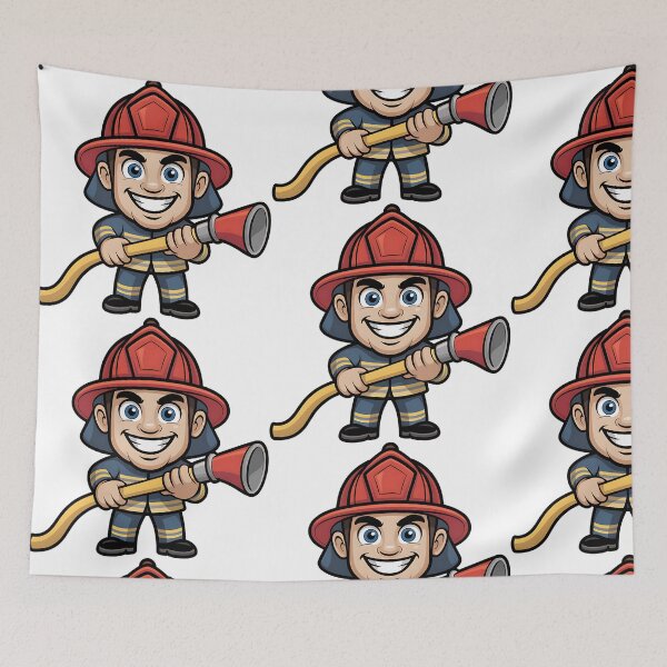 Item preview, Labor Day Firefighter Cartoon Hero designed and sold by CraftStudioCo.