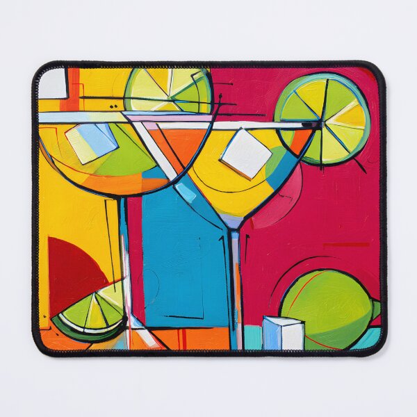 Item preview, Martini Glass Duo - A Festive Abstract Mosaic of Color Citrus and Modern Celebration designed and sold by OlfactoART Studio.