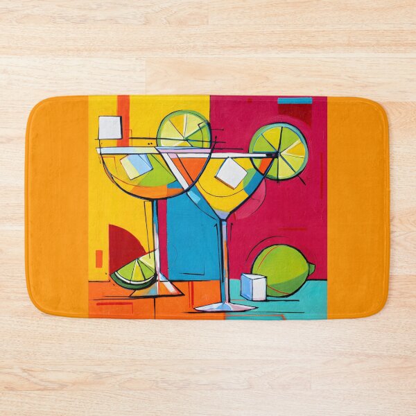 Item preview, Martini Glass Duo - A Festive Abstract Mosaic of Color Citrus and Modern Celebration designed and sold by OlfactoART Studio.