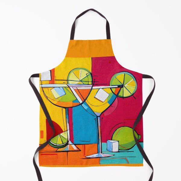 Item preview, Martini Glass Duo - A Festive Abstract Mosaic of Color Citrus and Modern Celebration designed and sold by OlfactoART Studio.