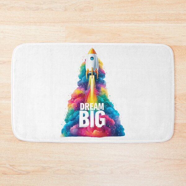 Item preview, Dream Big Rocket Poster – Rainbow Blast Off Art Print designed and sold by VisionaryVeils.