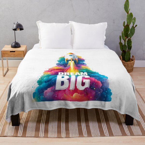 Item preview, Dream Big Rocket Poster – Rainbow Blast Off Art Print designed and sold by VisionaryVeils.