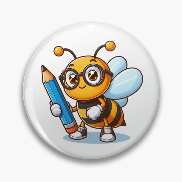 Item preview, Smart bee with glasses holding a pencil designed and sold by JonysCreativeDesigns.