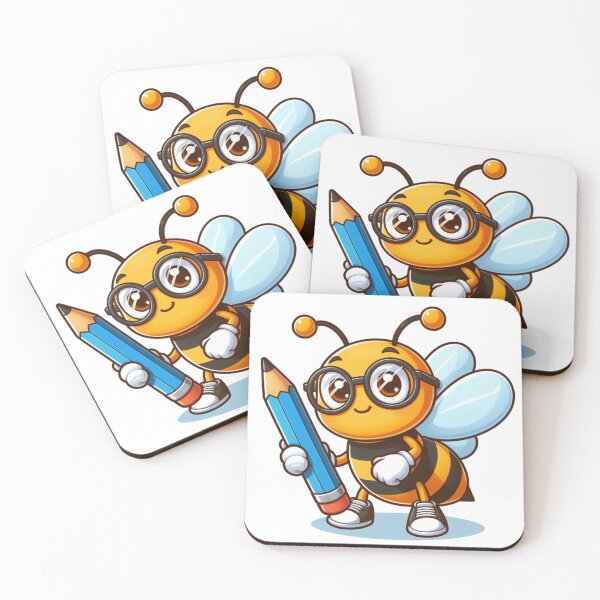 Item preview, Smart bee with glasses holding a pencil designed and sold by JonysCreativeDesigns.