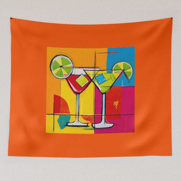 Item preview, Colorful Cocktail Celebration - A Bold Abstract Fusion of Geometric Shapes Citrus Garnish designed and sold by OlfactoART Studio.