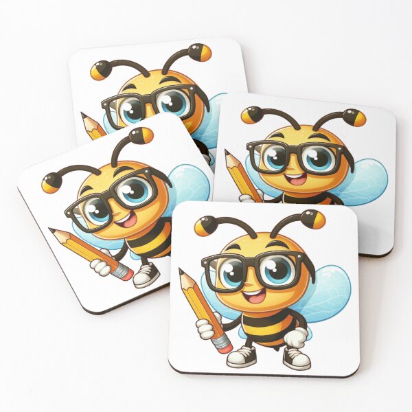 Item preview, Happy smart bee holding a pencil designed and sold by JonysCreativeDesigns.