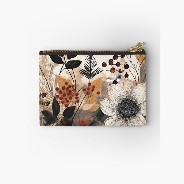 Item preview, Vintage boho autumn wildflower berries painting, neutral beige botanical garden, red berries fall season leaves, beige and brown decor  designed and sold by navitalidesign.