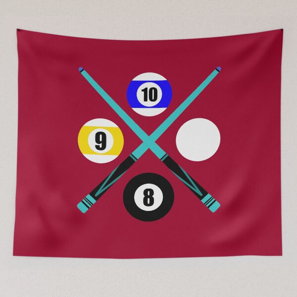 Item preview, Number 8 9 10 Ball Cue Sticks Crimson Design Logo Pool Billiards  designed and sold by Lartheviking.
