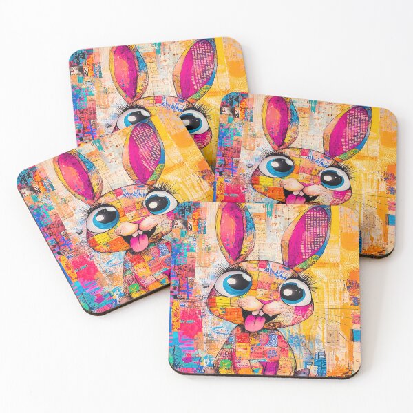 Item preview, Colorful Bunny - Whimsical Animal Art designed and sold by PawPrintStyles.