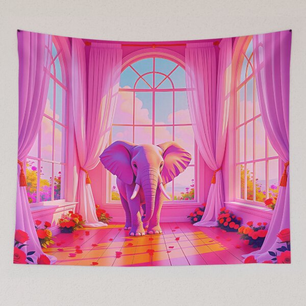 Item preview, Elephant Standing In The Colorful Room designed and sold by asurtiumgreen.