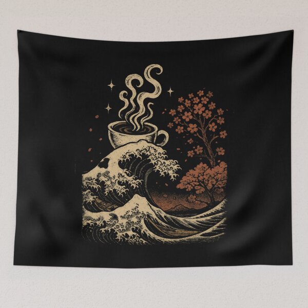 Item preview, The Great Coffee Wave Off Kanagawa designed and sold by DemureArtsy.