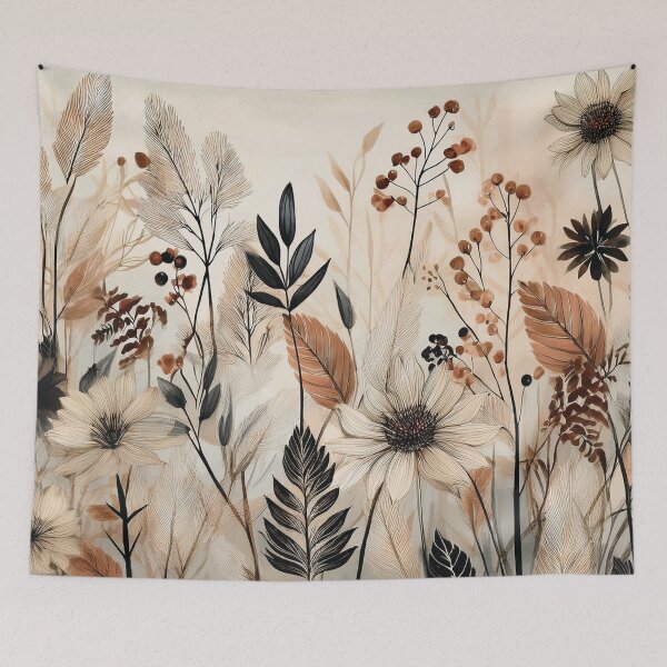 Artikelvorschau, Vintage Boho Herbst Wildblumen Beeren neutral beige und schwarz botanischer Garten, Herbstblätter, beige und braun Herbst Dekor entworfen und verkauft von navitalidesign.