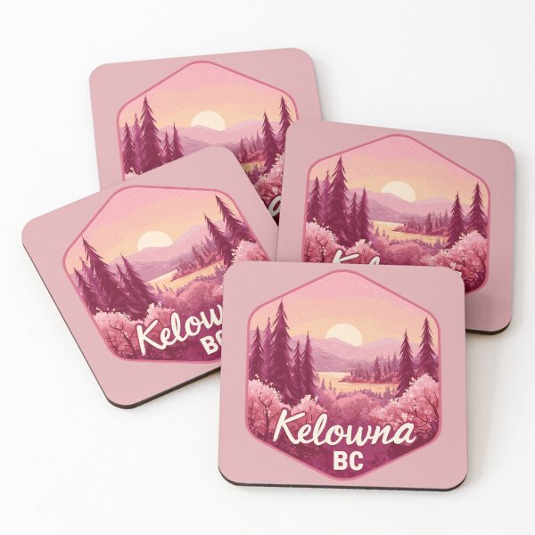 Item preview, Kelowna BC Pink Sunset Mountainscape, Okanagan Lake Evening Forest designed and sold by meganohm.