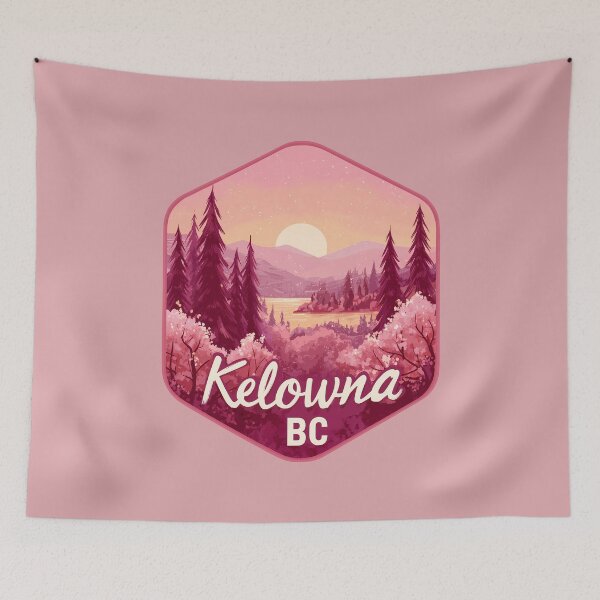 Item preview, Kelowna BC Pink Sunset Mountainscape, Okanagan Lake Evening Forest designed and sold by meganohm.