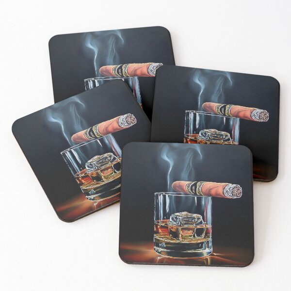 Item preview, Indulge in Amber Luxury - A Vibrant Abstract Celebration of Whiskey Cigar and Refined Relaxation designed and sold by OlfactoART Studio.
