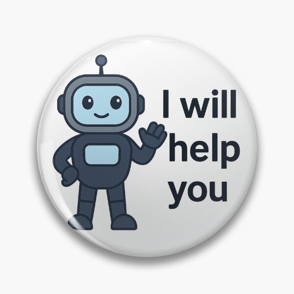 Artikelvorschau, Freundlicher Roboter-Aufkleber – Ich werde dir helfen | Niedliches KI-Assistenten-Design entworfen und verkauft von TypoVibeStudio.