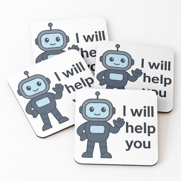 Item preview, Friendly Robot Sticker – I Will Help You | Cute AI Assistant Design designed and sold by TypoVibeStudio.