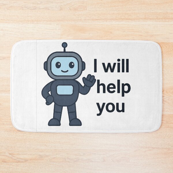 Item preview, Friendly Robot Sticker – I Will Help You | Cute AI Assistant Design designed and sold by TypoVibeStudio.