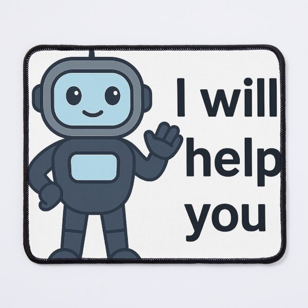 Item preview, Friendly Robot Sticker – I Will Help You | Cute AI Assistant Design designed and sold by TypoVibeStudio.
