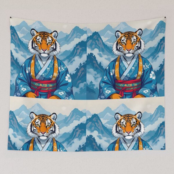 Item preview, Anthropomorphic Korean Tiger in Blue Hanbok designed and sold by EmeraldeaArt.