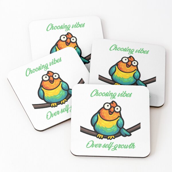 Item preview, Choosing Vibes Over Self-Growth – Funny Parrot Cartoon designed and sold by CanSparkleArt.