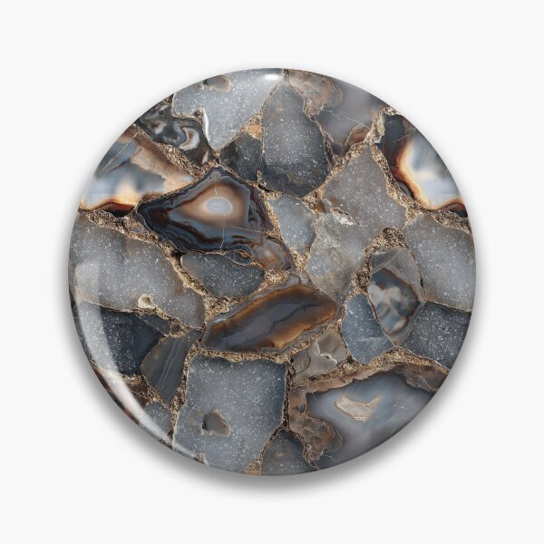 Item preview, gray druzy agate gemstone mosaic designed and sold by EarthenEmbers.