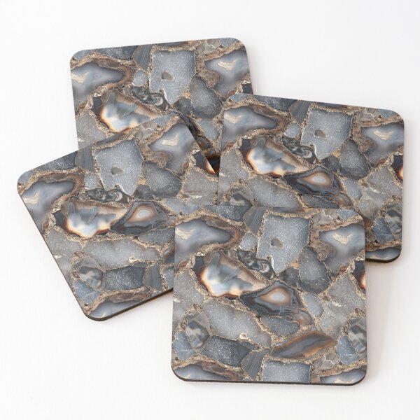 Item preview, gray druzy agate gemstone mosaic designed and sold by EarthenEmbers.