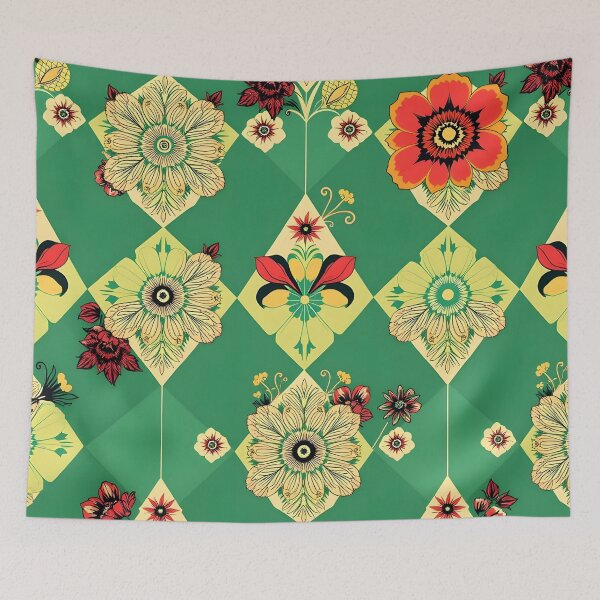 Item preview, Floral Argyle Pattern – Intricate Diamond Design with Flowers designed and sold by WhimsicalThredz.