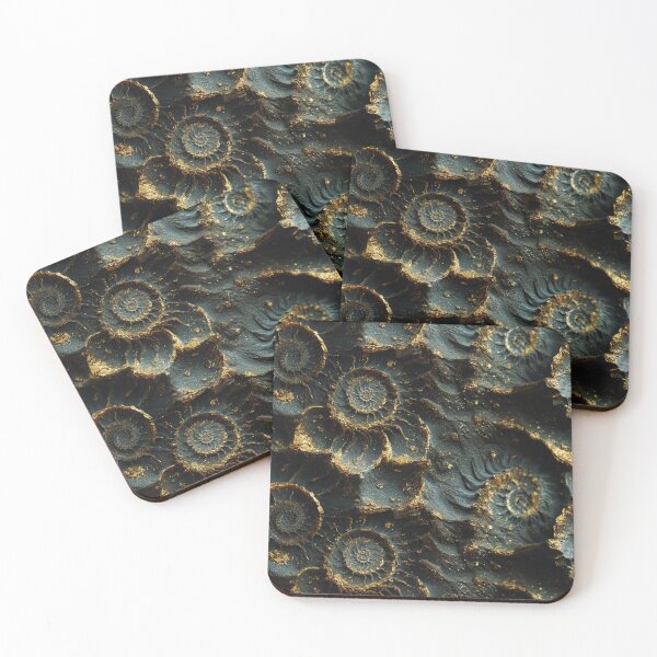 Item preview, green and gold fossil fractal petals designed and sold by EarthenEmbers.